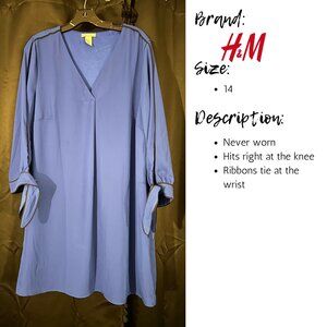 Blue long sleeved shirt dress